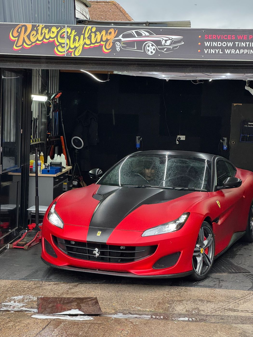 Ferrari Portofino matte red wrap — Retro Styling London