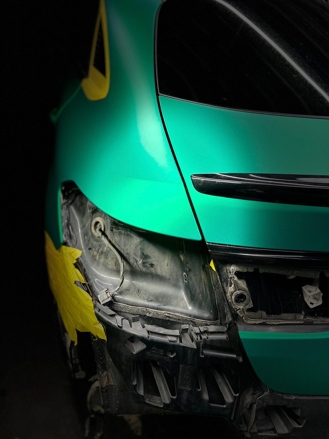 Mercedes matte green wrap — Retro Styling London