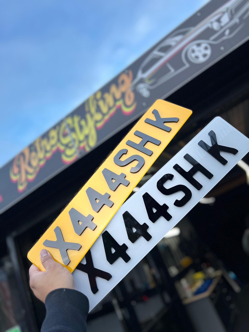 4D laser-cut number plates — Retro Styling